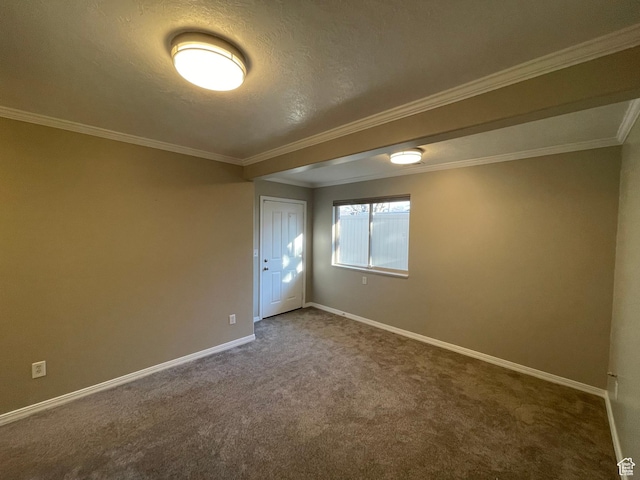225 W Lyman Ln, Bountiful, UT 84010 - spare room with dark colored carpet, baseboards, a textured ceiling, and ornamental molding