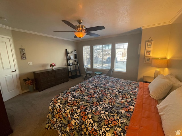 225 W Lyman Ln, Bountiful, UT 84010 - bedroom with a ceiling fan, ornamental molding, and carpet flooring