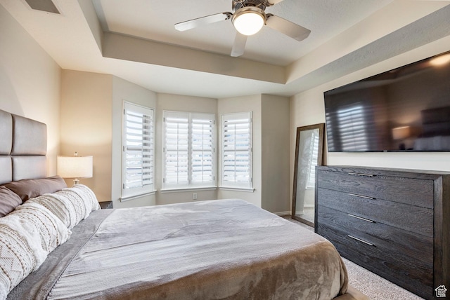 5 S 500 W Unit 908, Salt Lake City, UT 84101 - bedroom featuring a raised ceiling, a ceiling fan, and visible vents