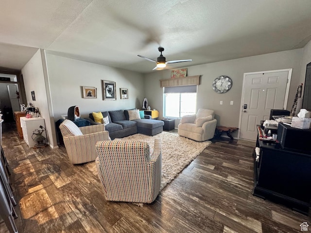 924 E Breeze Way Unit 106, Garden City, UT 84028 - living area with dark wood-style floors and ceiling fan
