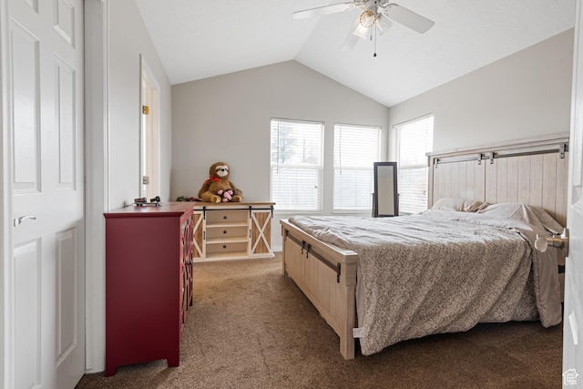 2144 N 750 W, Clinton, UT 84015 - bedroom with light carpet, lofted ceiling, and ceiling fan