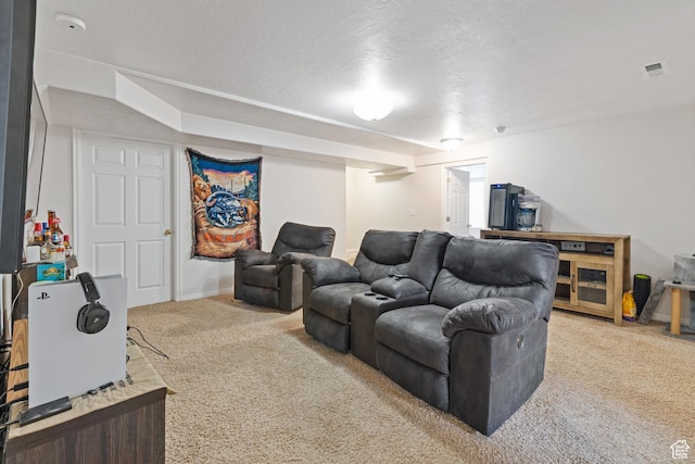 2144 N 750 W, Clinton, UT 84015 - carpeted living room with a textured ceiling and baseboards