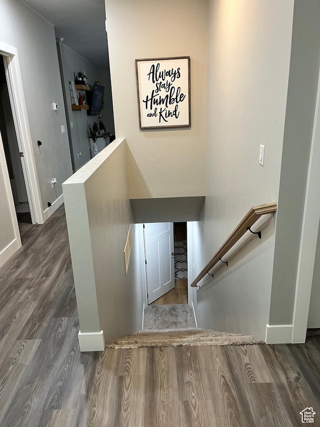 1036 S Fir St, Cedar City, UT 84720 - staircase featuring baseboards and wood finished floors