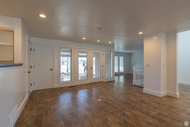 717 E Park Dr N, Hyrum, UT 84319 - entrance foyer featuring visible vents, baseboards, hardwood / wood-style floors, recessed lighting, and french doors