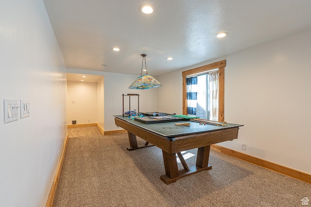717 E Park Dr N, Hyrum, UT 84319 - game room with carpet flooring, recessed lighting, baseboards, and a textured ceiling
