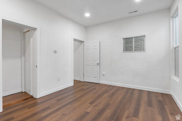 739 24th St, Ogden, UT 84401 - empty room with recessed lighting, baseboards, visible vents, and dark wood-style flooring
