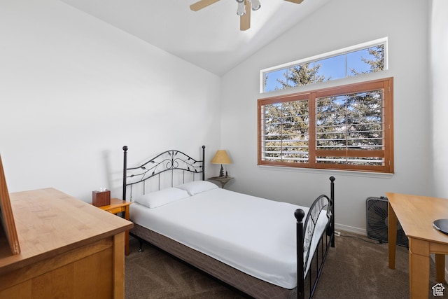 7494 Brook Hollow Loop Rd, Park City, UT 84098 - carpeted bedroom featuring lofted ceiling and ceiling fan