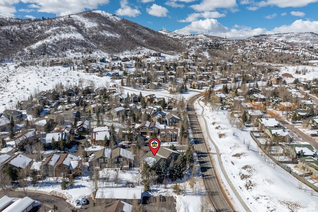 7494 Brook Hollow Loop Rd, Park City, UT 84098 - snowy aerial view with a mountain view and a residential view