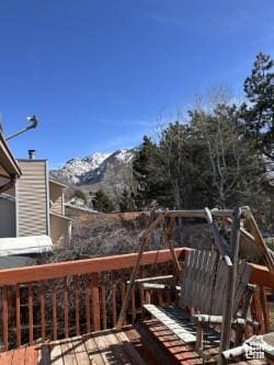 deck featuring a mountain view