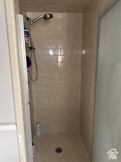 bathroom with a stall shower