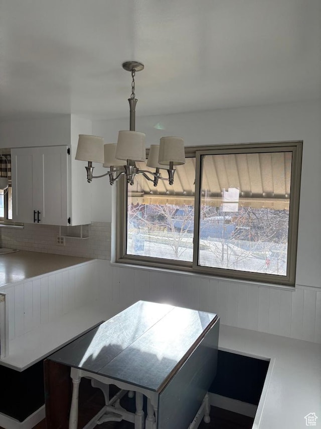 dining room featuring a chandelier