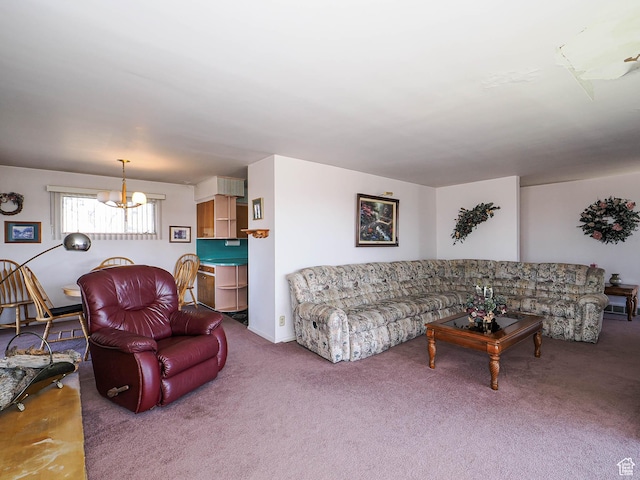 1325 E Milne Ln S, Cottonwood Heights, UT 84047 - living area featuring a notable chandelier and carpet flooring