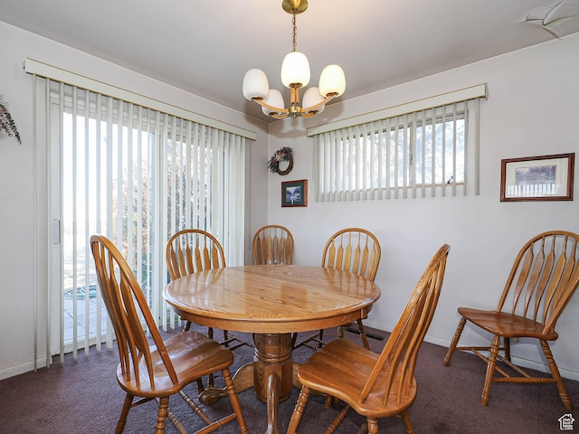 1325 E Milne Ln S, Cottonwood Heights, UT 84047 - dining room featuring a wealth of natural light, a chandelier, and carpet floors