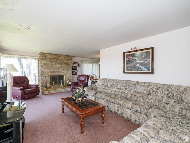 1325 E Milne Ln S, Cottonwood Heights, UT 84047 - carpeted living room featuring a fireplace