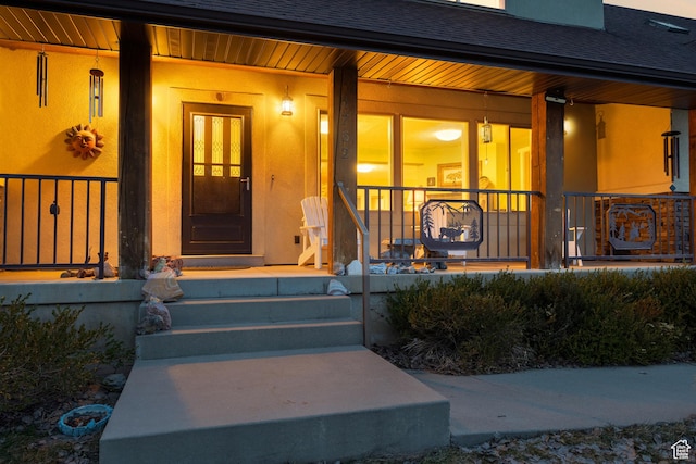 1762 S Hobblecreek Haven Rd, Springville, UT 84663 - property entrance featuring a porch and a shingled roof