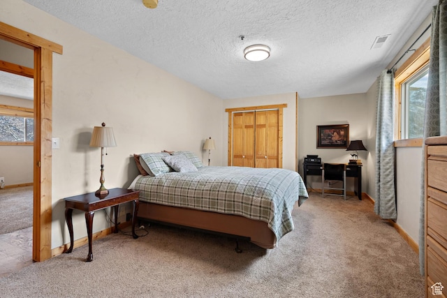 1762 S Hobblecreek Haven Rd, Springville, UT 84663 - carpeted bedroom featuring multiple windows, a textured ceiling, and a closet