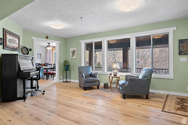 1762 S Hobblecreek Haven Rd, Springville, UT 84663 - sitting room with a textured ceiling, wood finished floors, and ceiling fan