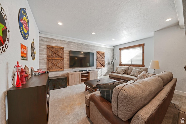 13862 S 7300 W, Herriman, UT 84096 - living room with a textured ceiling, recessed lighting, and carpet