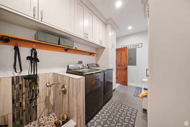 13862 S 7300 W, Herriman, UT 84096 - laundry area featuring washer and clothes dryer, electric panel, and recessed lighting