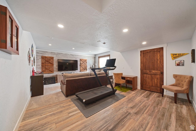 13862 S 7300 W, Herriman, UT 84096 - workout room featuring wood finished floors, a textured ceiling, and recessed lighting