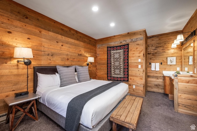 8840 N The Unit 37, Sundance, UT 84604 - bedroom with recessed lighting, carpet, and wood walls