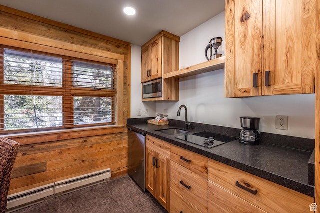 8840 N The Unit 37, Sundance, UT 84604 - kitchen with a sink, a baseboard heating unit, dark countertops, and appliances with stainless steel finishes