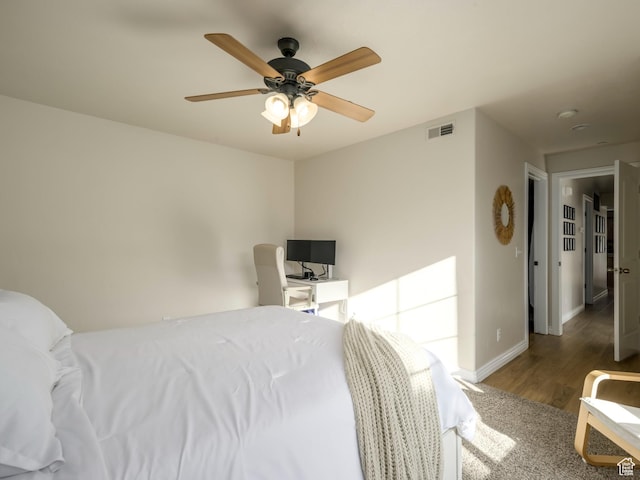 336 S 930 W Unit 203, Pleasant Grove, UT 84062 - bedroom featuring wood finished floors, visible vents, baseboards, and ceiling fan