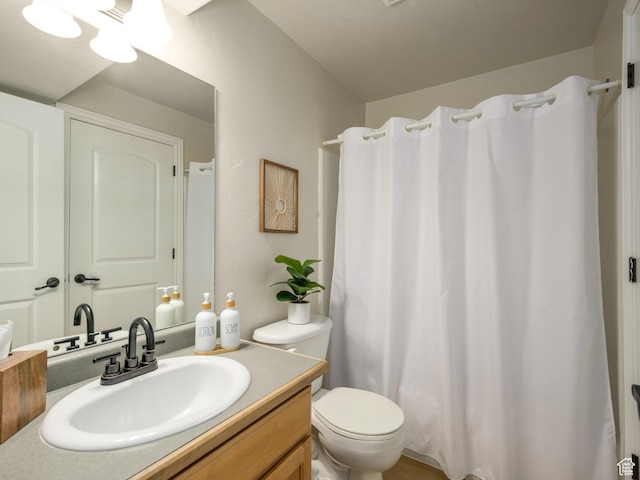 336 S 930 W Unit 203, Pleasant Grove, UT 84062 - full bathroom with vanity, a shower with shower curtain, and toilet