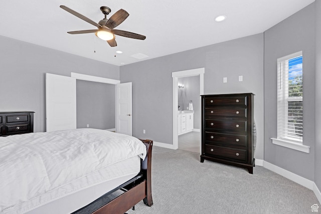 bedroom featuring recessed lighting, baseboards, and carpet floors