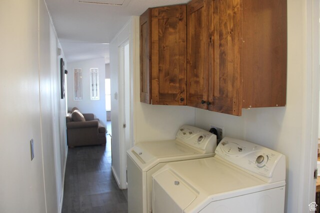 3223 S Nina Loop, Garden City, UT 84028 - laundry room featuring cabinet space, separate washer and dryer, and dark wood finished floors