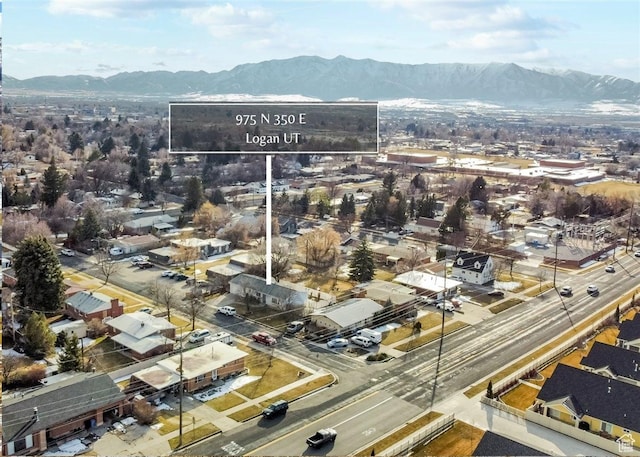 drone / aerial view with a mountain view