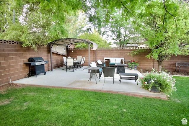 view of patio / terrace with area for grilling and an outdoor hangout area