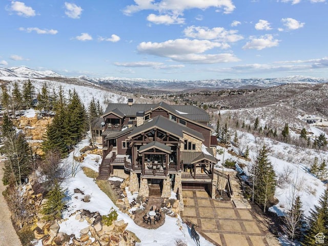 3438 Snow Top Ct, Park City, UT 84060 - snowy aerial view featuring a mountain view