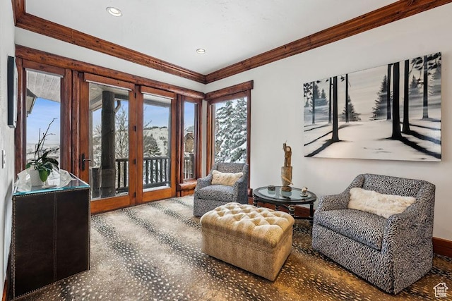 3438 Snow Top Ct, Park City, UT 84060 - living area featuring recessed lighting and ornamental molding