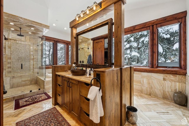 3438 Snow Top Ct, Park City, UT 84060 - full bath with recessed lighting, a stall shower, and vanity