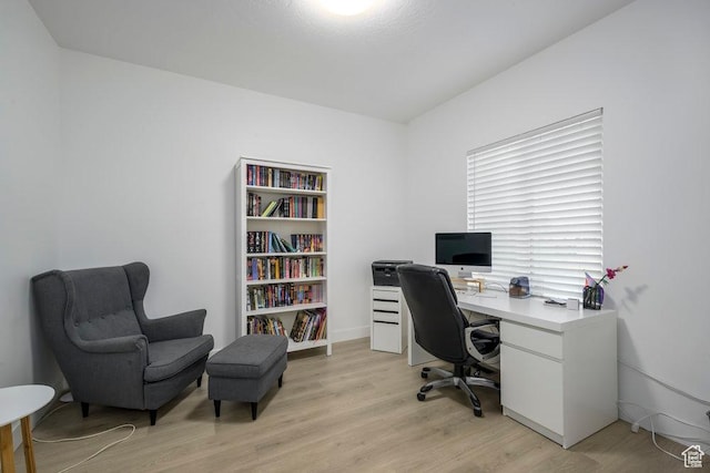 office area featuring light wood-style floors
