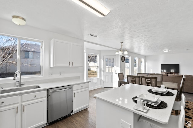 7009 W 7895 S, West Jordan, UT 84081 - kitchen with visible vents, plenty of natural light, a sink, light countertops, and stainless steel dishwasher