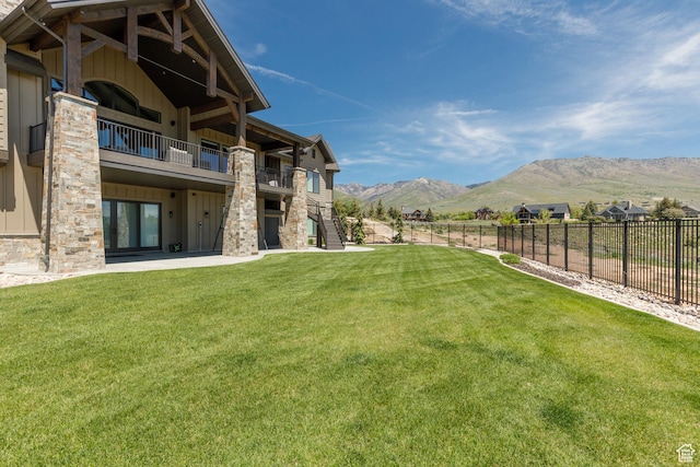 3651 N Eagle Ridge Dr E, Eden, UT 84310 - view of yard featuring a mountain view, stairs, and a balcony