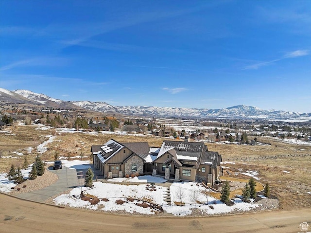 aerial view with a mountain view