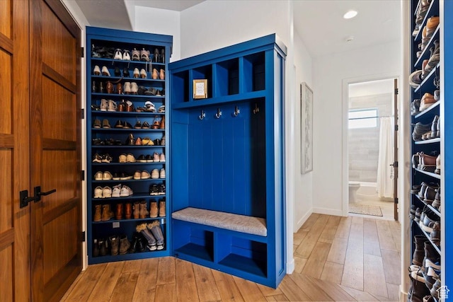 mudroom featuring hardwood / wood-style flooring