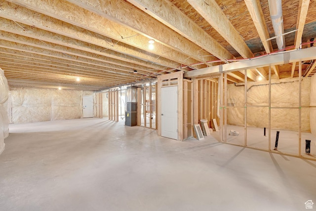 view of unfinished basement