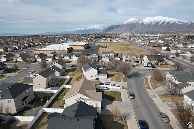 aerial view with a residential view and a mountain view