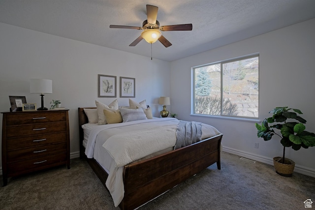 406 N 1420 E, Provo, UT 84606 - bedroom featuring ceiling fan, baseboards, a textured ceiling, and carpet floors