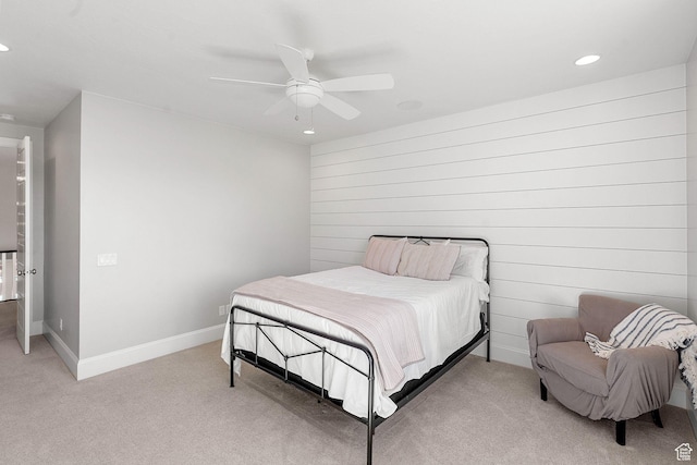 2917 S Old Farm Rd, Washington, UT 84780 - bedroom with light carpet, a ceiling fan, baseboards, and recessed lighting