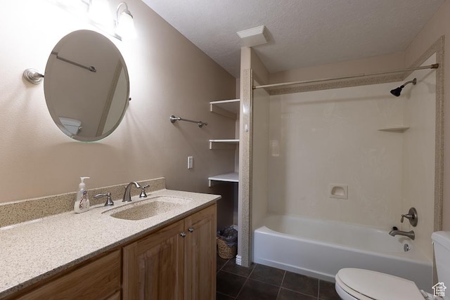 841 E Nichols Canyon Rd, Cedar City, UT 84721 - full bath featuring tile patterned flooring, toilet, shower / tub combination, vanity, and a textured ceiling