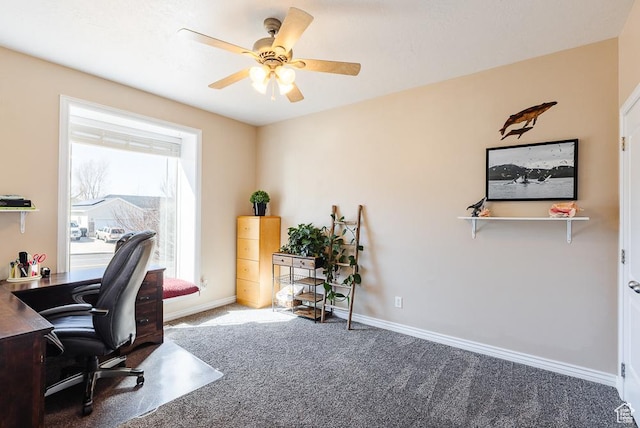 841 E Nichols Canyon Rd, Cedar City, UT 84721 - home office with carpet flooring, baseboards, and ceiling fan