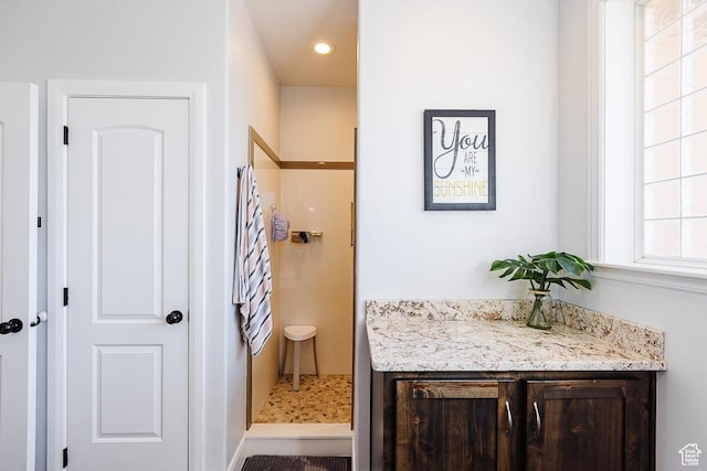 841 E Nichols Canyon Rd, Cedar City, UT 84721 - full bath with recessed lighting, vanity, and a shower with shower curtain