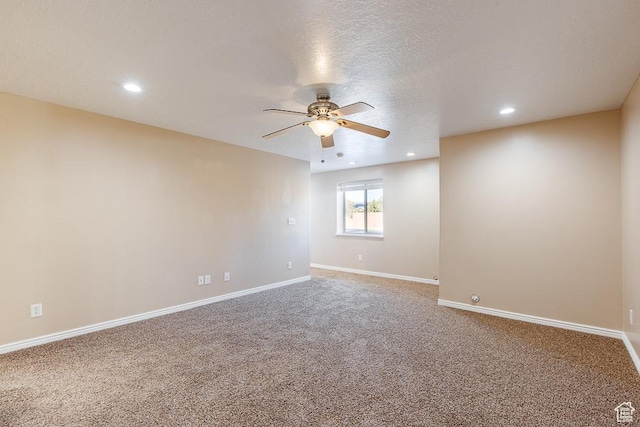 841 E Nichols Canyon Rd, Cedar City, UT 84721 - carpeted empty room with a textured ceiling, recessed lighting, baseboards, and ceiling fan
