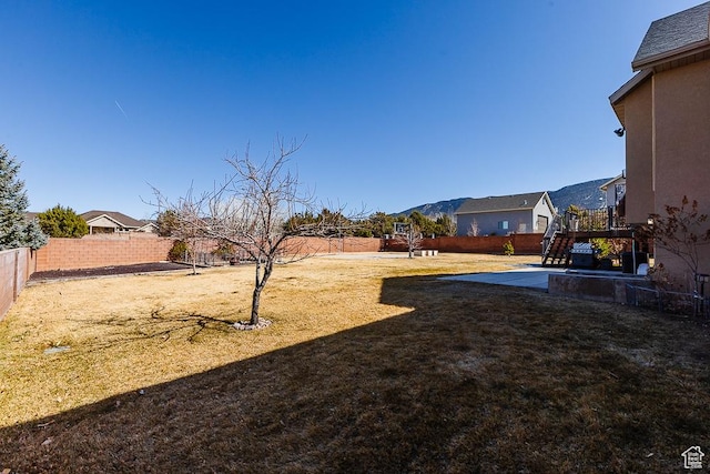 841 E Nichols Canyon Rd, Cedar City, UT 84721 - view of yard featuring a patio, a fenced backyard, and a mountain view