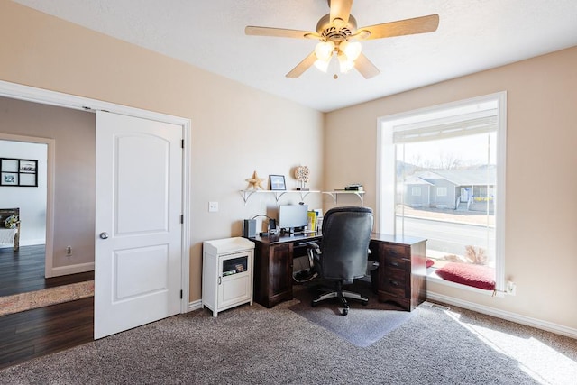 841 E Nichols Canyon Rd, Cedar City, UT 84721 - office area featuring a ceiling fan and baseboards